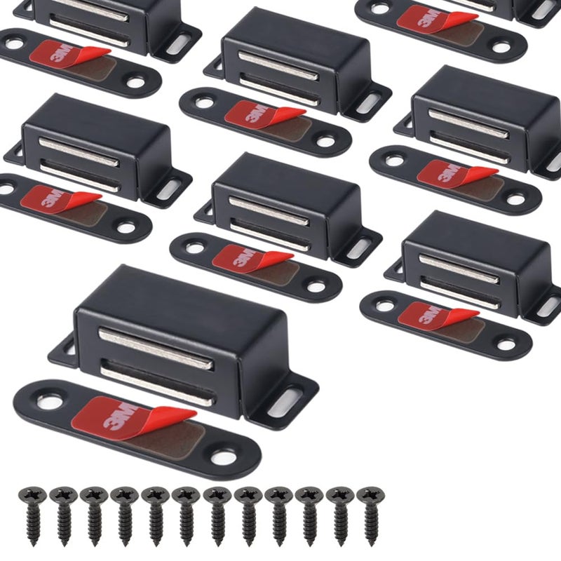 Mousike Cabinet Magnets Magnetic Door Catch Stainless Steel Door Magnet for Kitchen Bathroom Cupboard Wardrobe Closet Closures Cabinet Door Drawer Latch 20 lbs (Black 8Pack) - Image 1